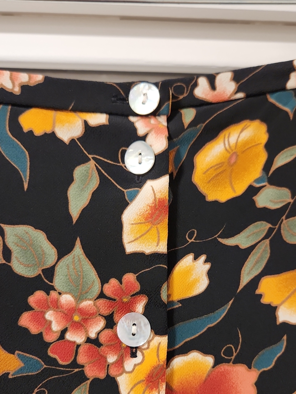 Vtg A-line Midi Skirt Floral Buttoned Size M - Picture 4 of 7